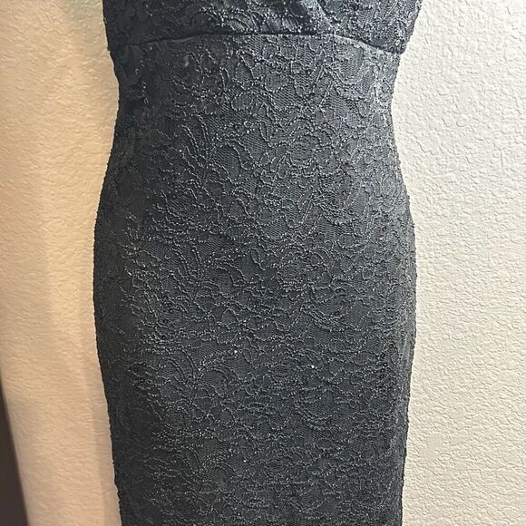 #243 La Scala Beautiful black lace with sequence, special occasion dress M - Picture 3 of 12